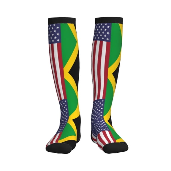 America Jamaica Flag Compression Socks Best Support for Women Men Athletic Running Cycling