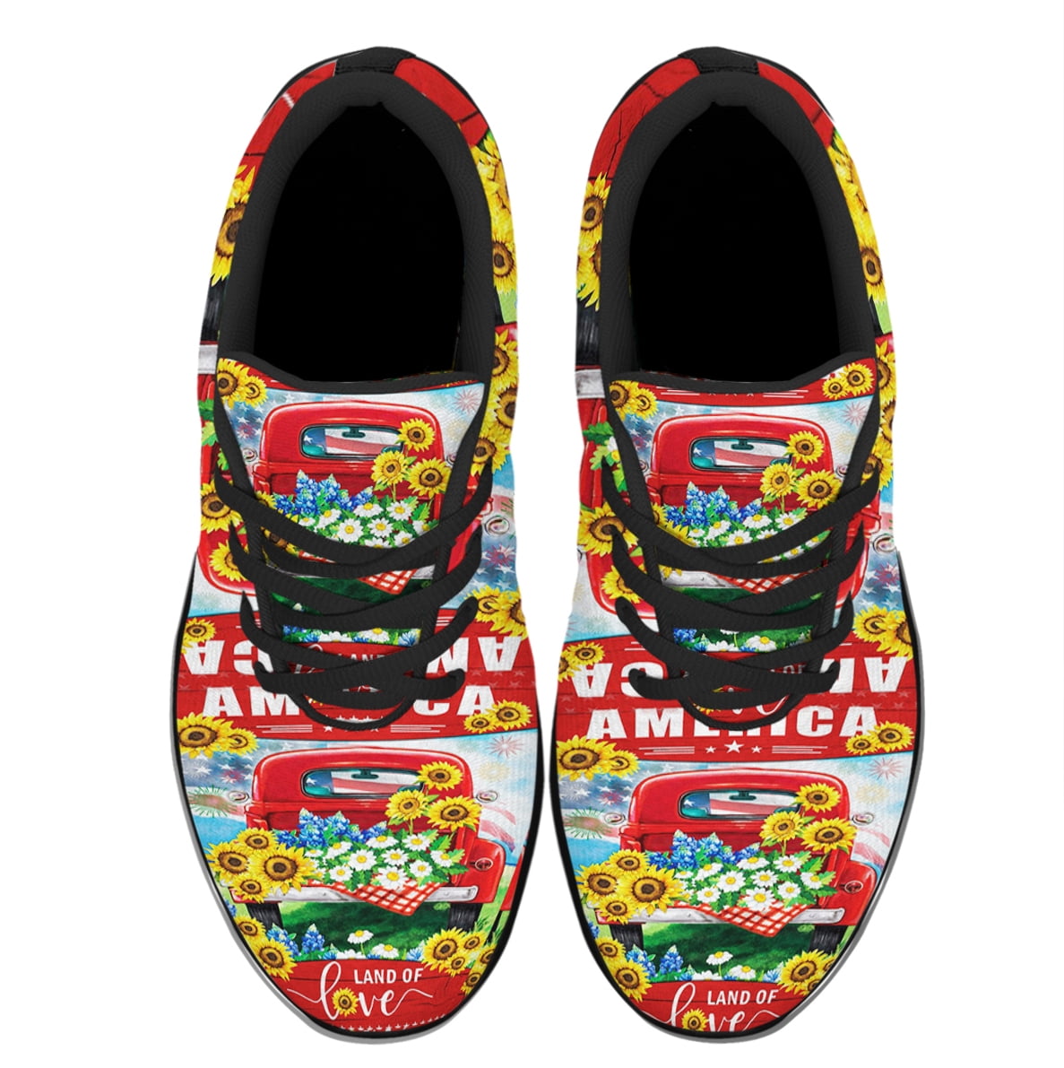 America Land Of Love Shoes Women's Fashion Sneakers Tennis Running Shoes for Men Women Black Size 3.5