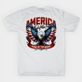 thumbnail image 1 of America Land Of The Free Home Of The Brave Eagle Patriotic USA Flag 4th of New Unisex T-Shirt, Up to size 5XL, 1 of 3