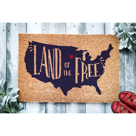 America Land of the Free Door Mat | 4th of July | Independence Day | Housewarming Gift | Welcome Doormat | Fourth of July