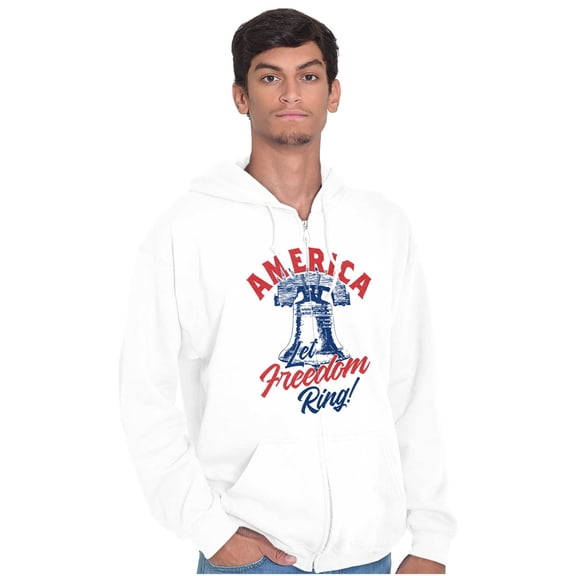 America Let Freedom Ring Liberty Bell Zip Up Hoodie Men's Women's Brisco Brands L