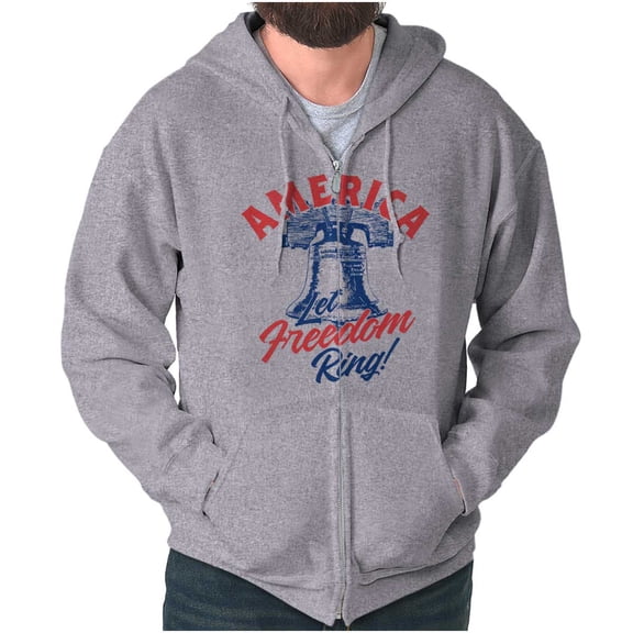 America Let Freedom Ring Liberty Bell Zip Up Hoodie Men's Women's Brisco Brands S