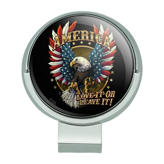America Love It Or Leave Eagle USA American Flag Golf Hat Clip With Magnetic Ball Marker
