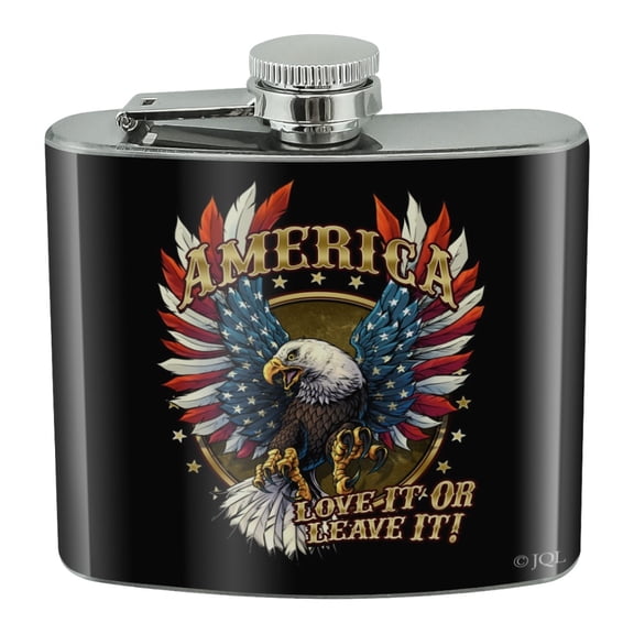 America Love It Or Leave Eagle USA American Flag Stainless Steel 5oz Hip Drink Kidney Flask