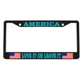 thumbnail image 1 of America Love It Or Leave It Style Metal License Plate Frame Personalized/Car Accessories Car Tag Holder Cover Carbon (Black/Carbon/Turquoise), 1 of 2