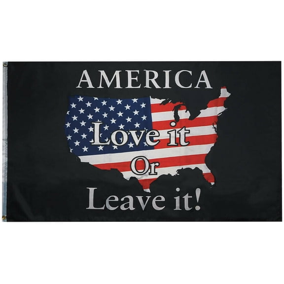 America Love It Or Leave It USA Country Map 100D Woven Poly Nylon 3'x5' Flag
