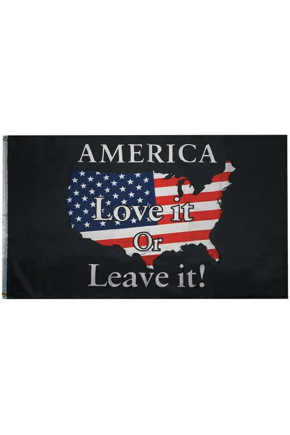 America Love It Or Leave It USA Country Map 100D Woven Poly Nylon 3'x5' Flag