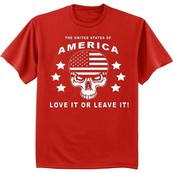 America Love it or Leave T-shirt US Flag Skull Graphic Tee