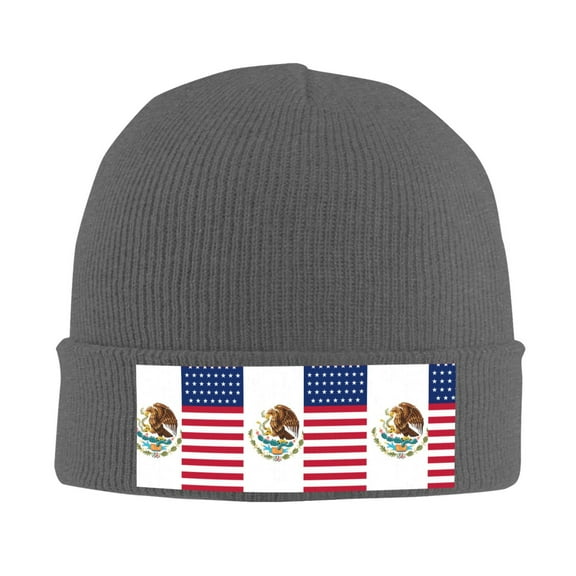 America Mexican Flag Beanie Hat Knit Hat Skull Cap for Men Women Winter Hat Deep Heather