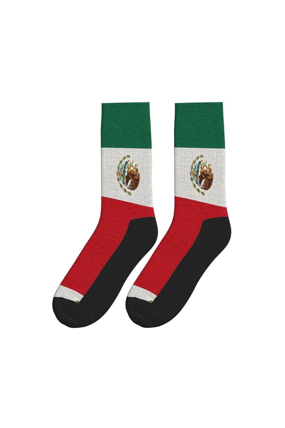 America Mexican Flag Colorful Athletic Crew Novelty Socks For Men Women