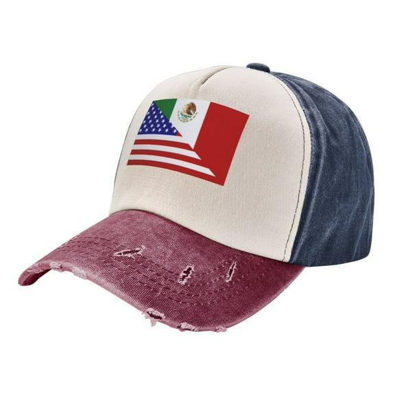 America-Mexican Flag Distressed Baseball Cap Dad Hats for Men Women Vintage Trucker Hat Low Profile Ball Caps