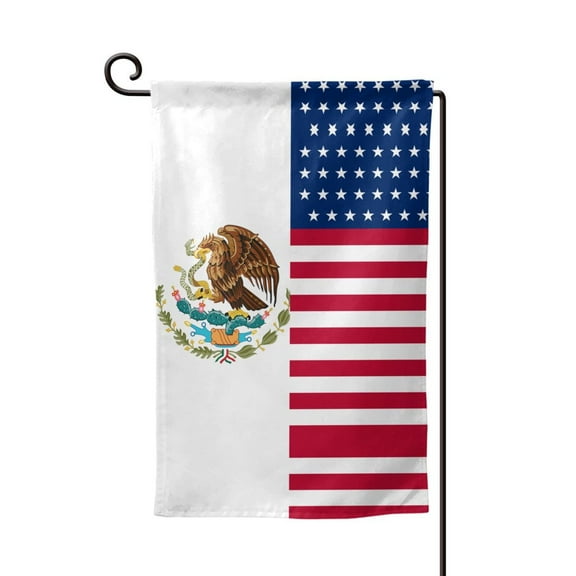 America Mexican Flag Garden Flag Double Sided Flags with Vivid Color for Yard Lawn Garden Decor 12.5 x18 Inch Square