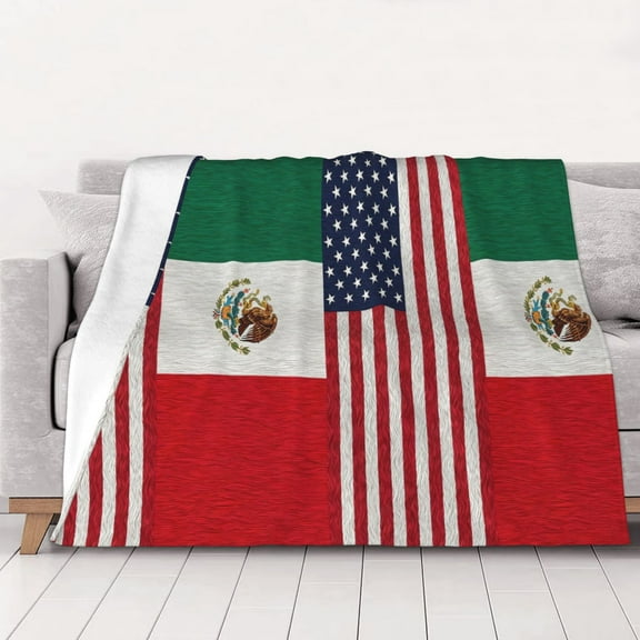 America Mexican Flag Warm Cozy Plush Throw Blanket for Couch Bed Sofa 40"x30"