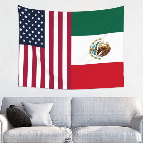 America Mexico Flag Tapestry For Bedroom Aesthetic Tapestries Wall Hanging (29" X 37")