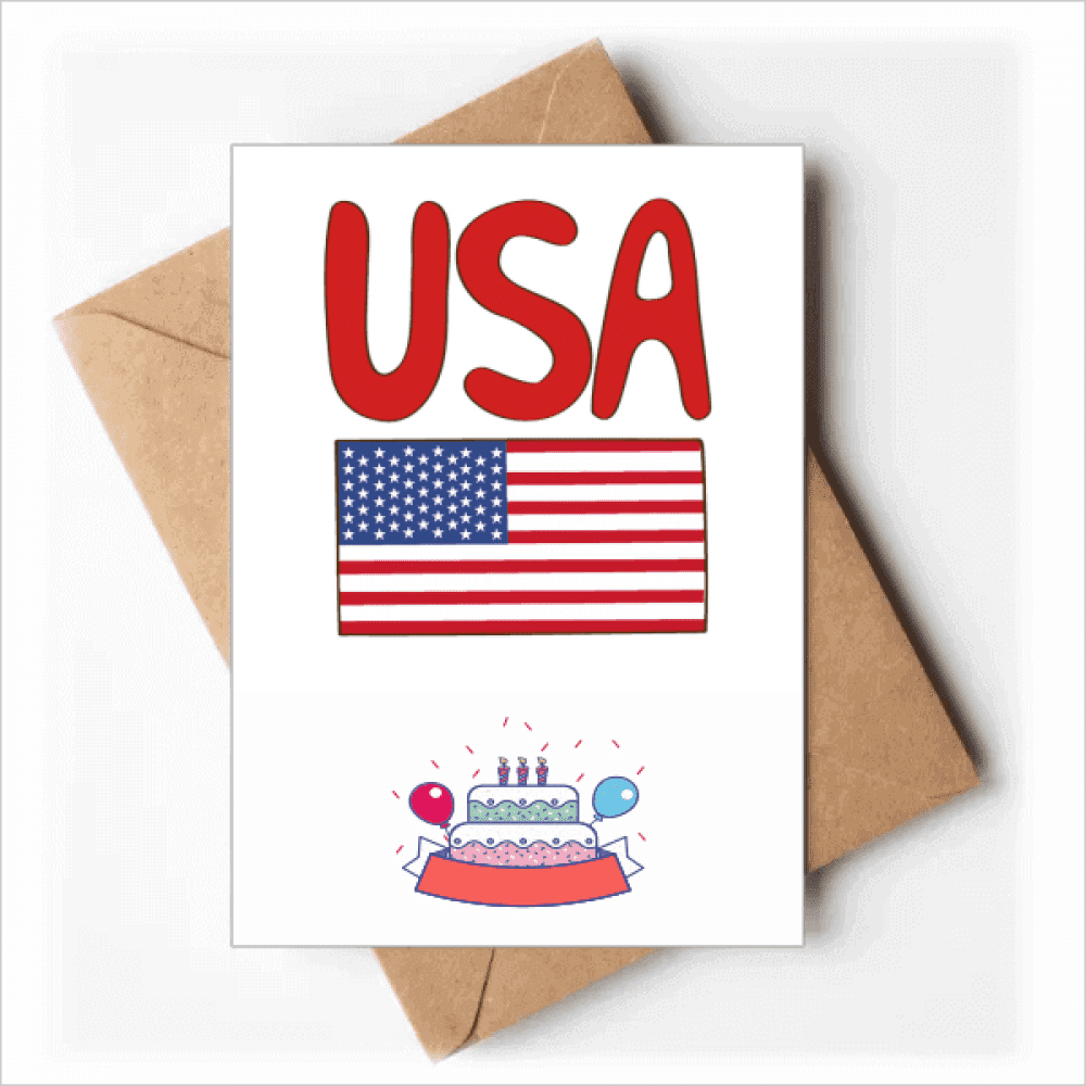America National Flag Red Pattern Happy Birthday Greeting Cards Envelopes Blank