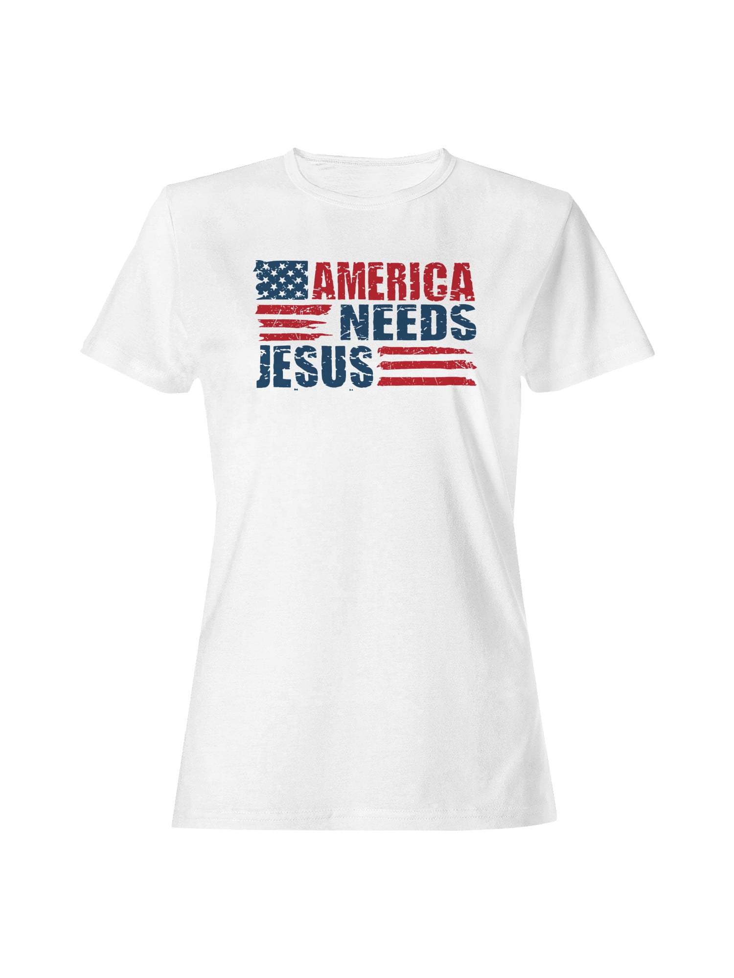 America Needs Jesus Flag Graphic Women's White T-Shirt - Walmart.com