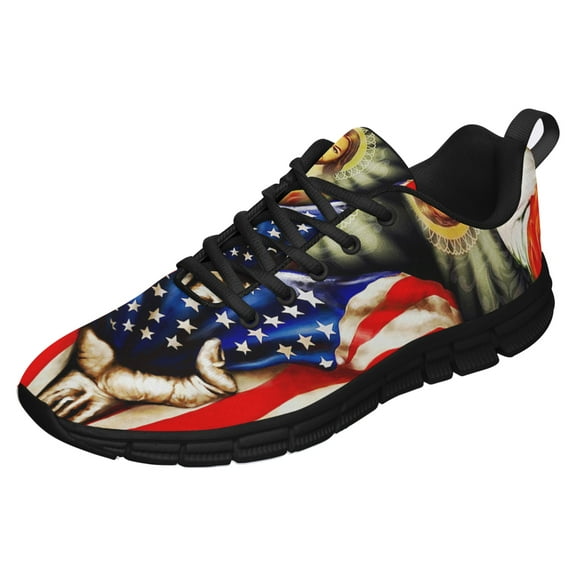 America Needs Jesus Running Shoes Sneakers Mesh Black Size 4