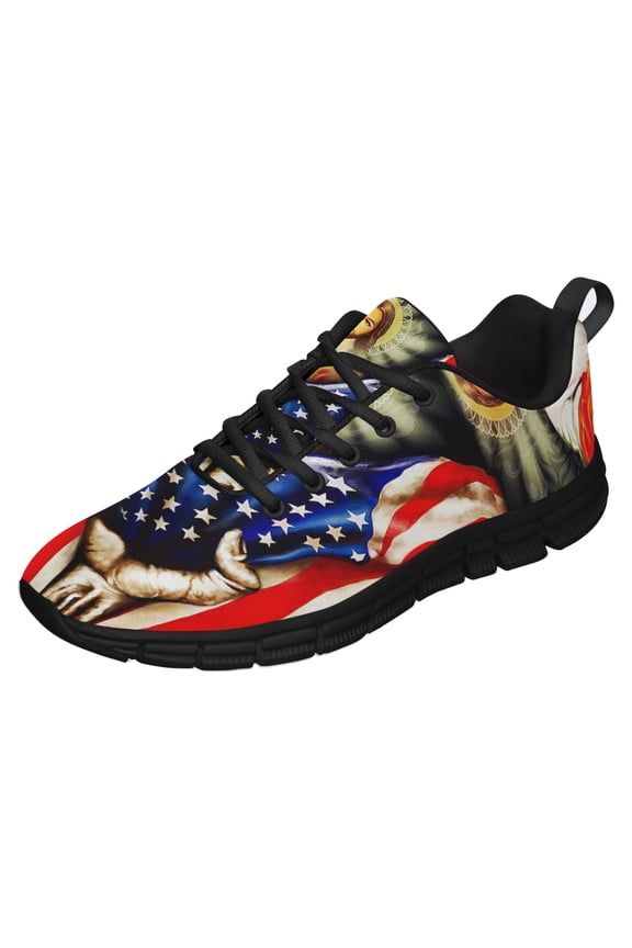 America Needs Jesus Running Shoes Sneakers Mesh Black Size 6