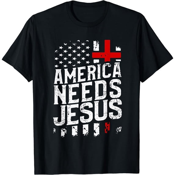 America Needs Jesus T-Shirt Black X-Large