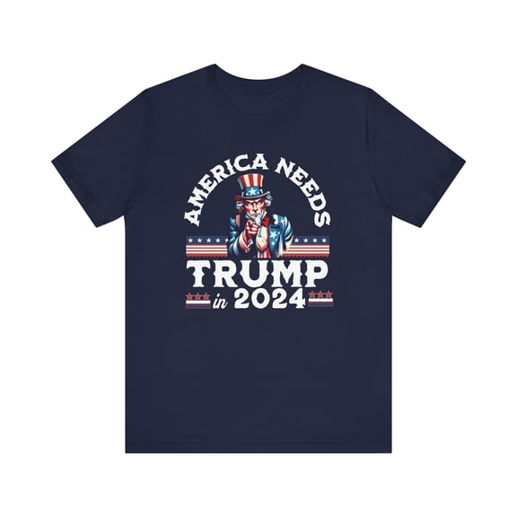 America Needs Trump 2024, Unisex Cotton, Short Sleeve T-Shirt, XS-5xl