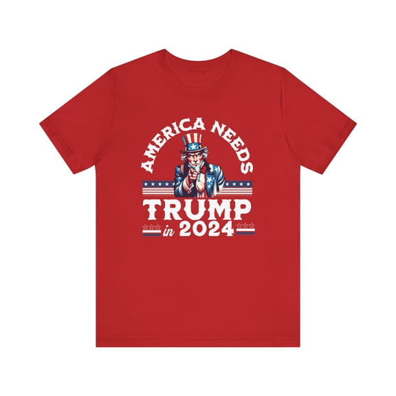 America Needs Trump 2024, Unisex Cotton, Short Sleeve T-Shirt, XS-5xl