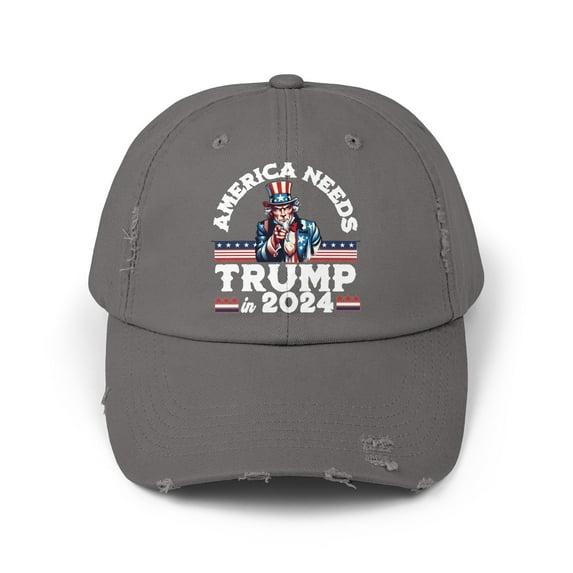 America Needs Trump in 2024, Unisex Distressed Cap, Adjustable