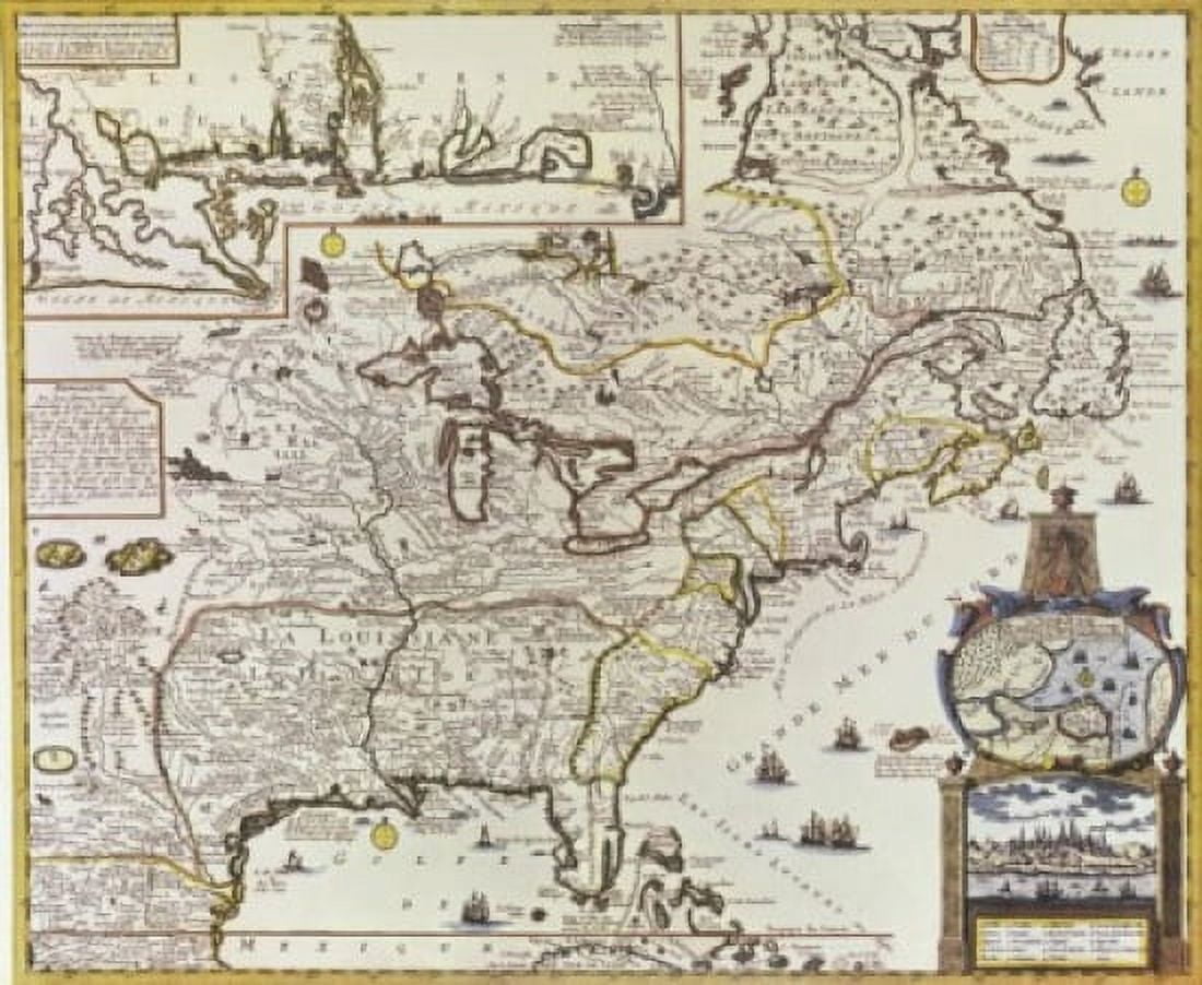 America (New France) C 1745 Maps Canvas Art - (18 x 24)