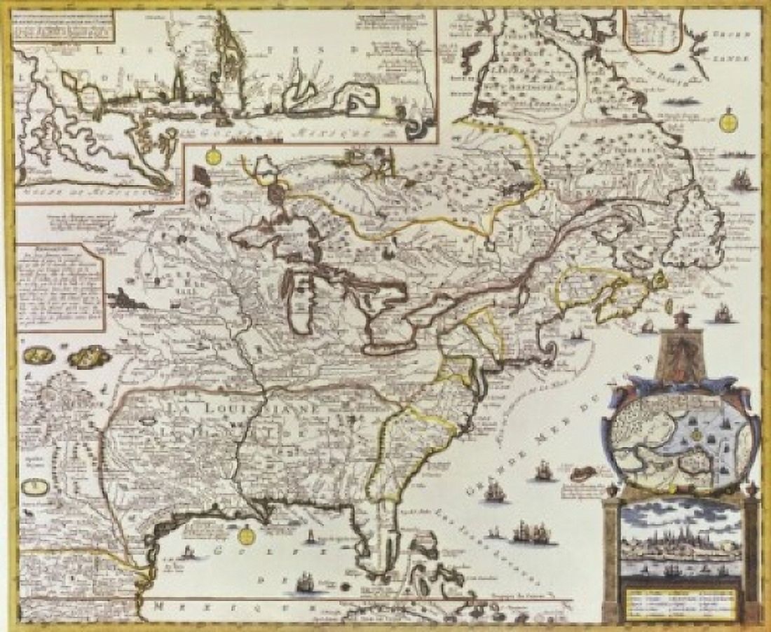America (New France) C 1745 Maps Canvas Art - (24 x 36)