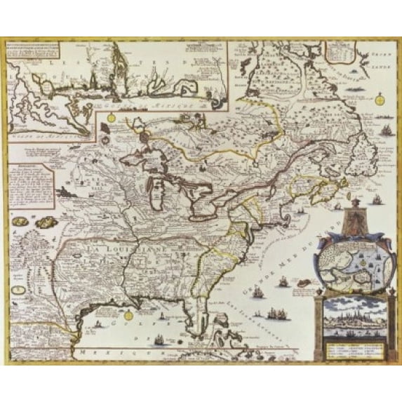 America (New France) , C. 1745 , Maps Poster Print (24 x 36)