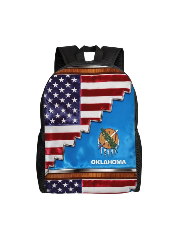 America Oklahoma Flag Backpack Travel Laptop Bag College Daypack for Men Women