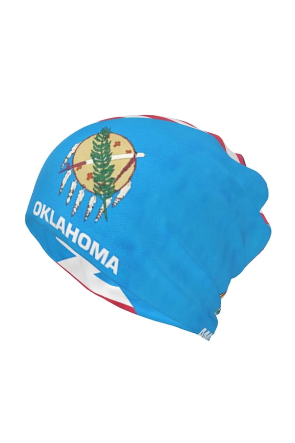 America Oklahoma Flag Beanie Skull Cap Lightweight Hip Hop Dwarf Hat Beanie Hat For Women Men