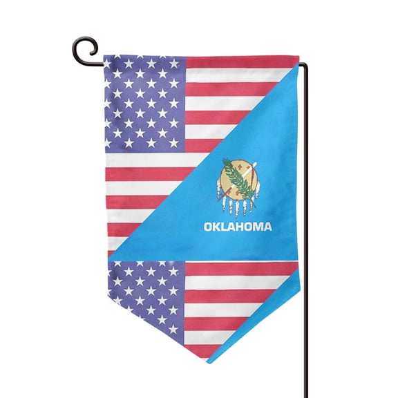 America Oklahoma Flag Double Sided Garden Flag for Indoor Outdoor Decorations 12.5 * 18 Inches Sharp Corner