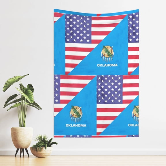 America Oklahoma Flagtapestry For Bedroom Aesthetic Tapestry Wall Hanging Backdrop Room Decor (40'' X 60'')
