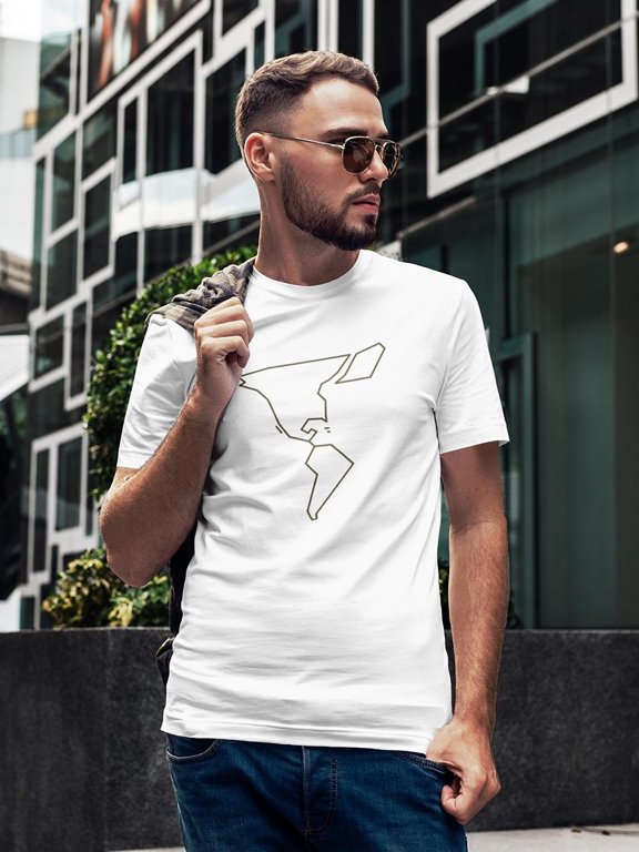 America Outline Vector Graphic Men White T-Shirt, Male Large