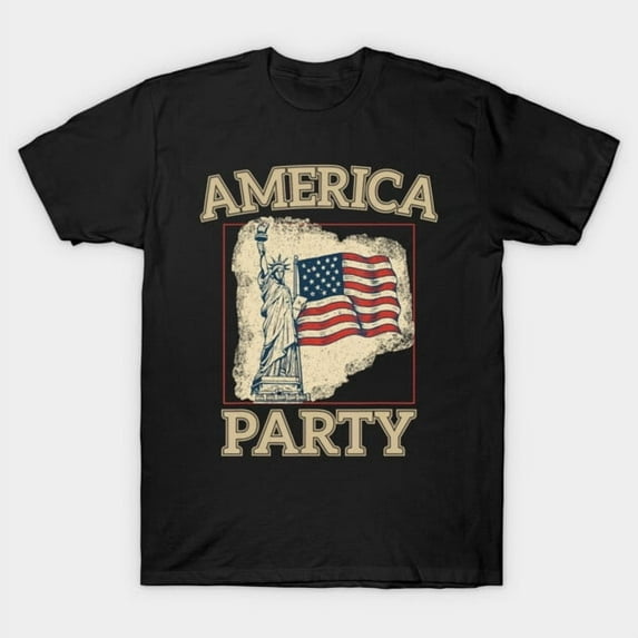 America Party Statue Flag Vintage Gift 4th of July Patriotic Independence Unisex T-Shirt