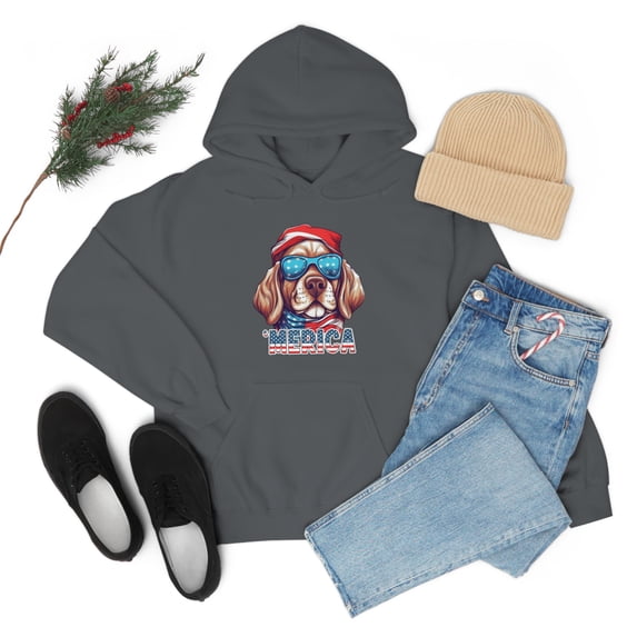 America Patriotic Dog July 4th Independence day Unisex Hooded Sweatshirt
