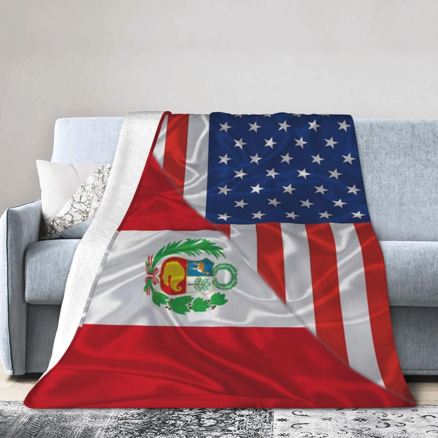 Peru Flag Allover Print Rectangular Pillow