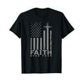 thumbnail image 1 of America Pride US Flag Faith Over Fear Prayer Black T-Shirt Crew Neck Tee, 1 of 5