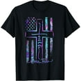 thumbnail image 1 of America Pride US Flag Faith Over Fear Prayer Men Women T-Shirt Tee, 1 of 4