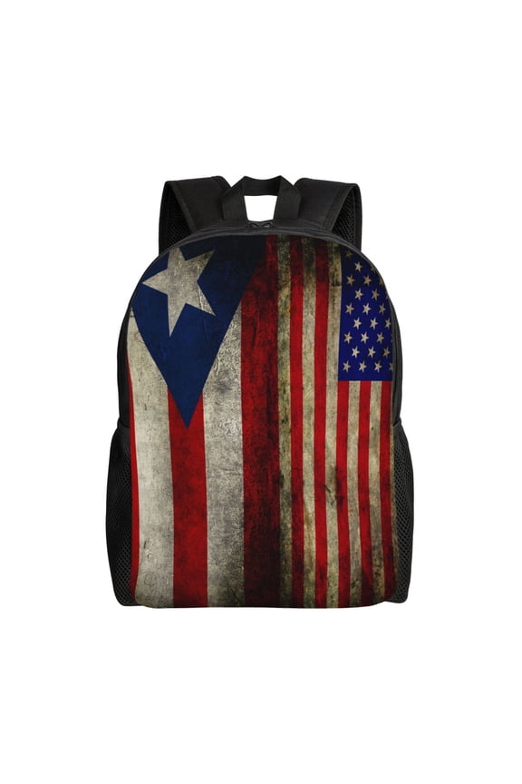 America Puerto-Rico-Flag Backpack Travel Bag For Men Women Lightweight Back Pack With Laptop Compartmen