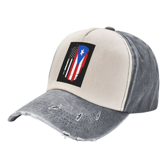 America Puerto-Rico Flag Distressed Baseball Cap Dad Hats for Men Women Vintage Trucker Hat Low Profile Ball Caps