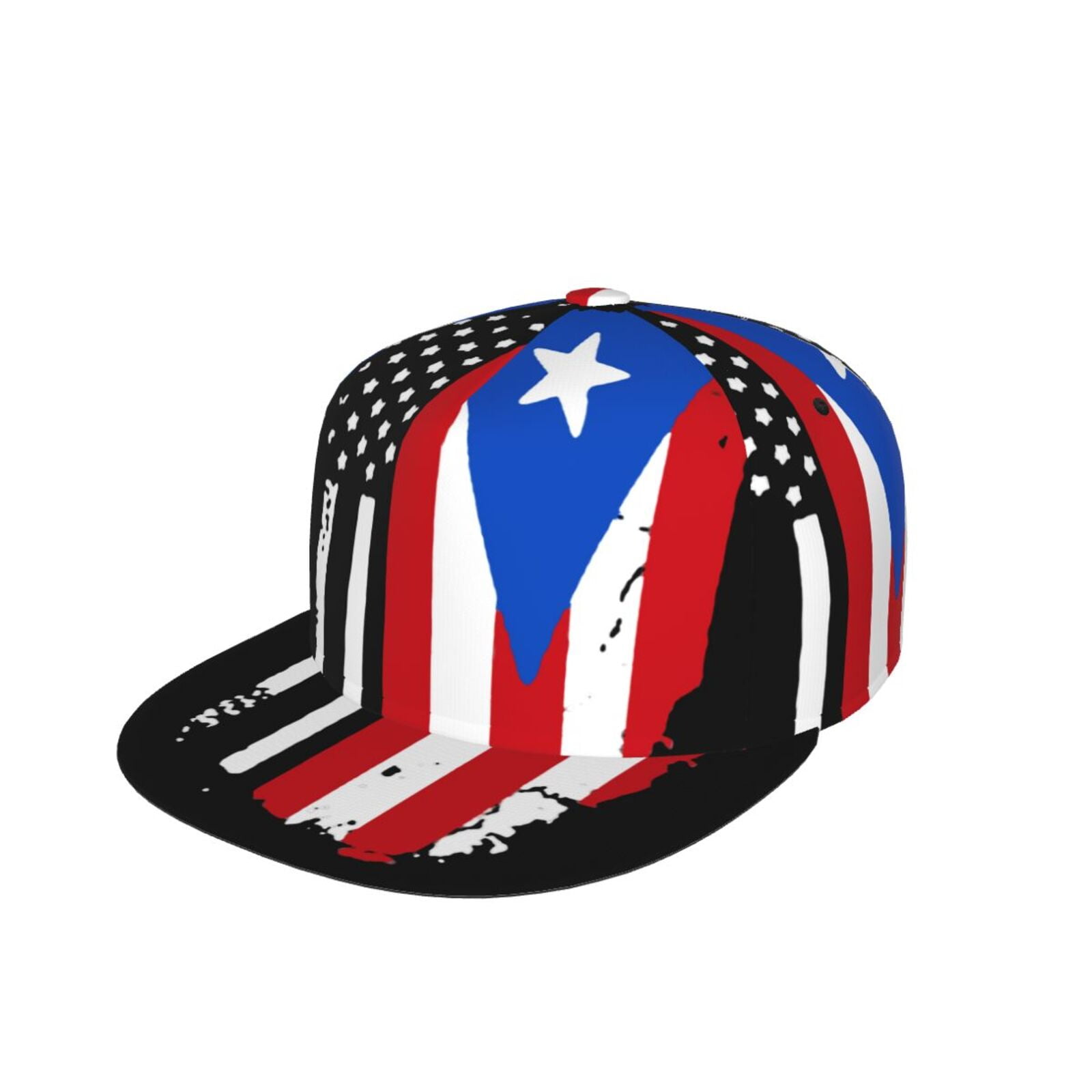 Puerto Rico Flag Trucker Hat - Snapback Baseball Cap With Flat Brim