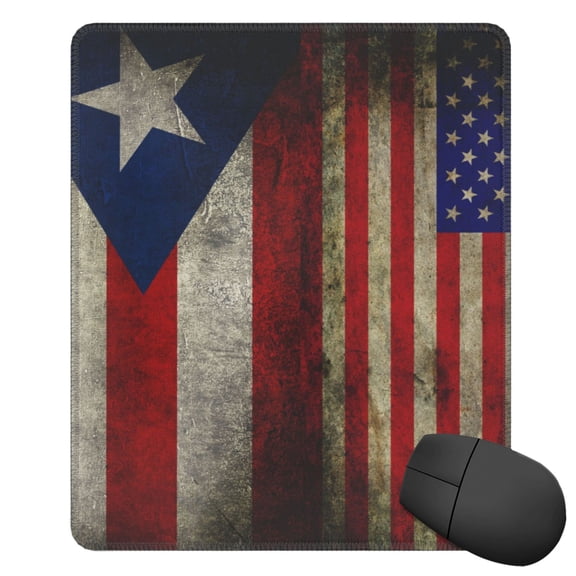 America Puerto-Rico-Flag Square Mousepad With Stitched Edges Mouse Mat For Gaming Office Laptop Computer Men Women 11.8"X19.8"