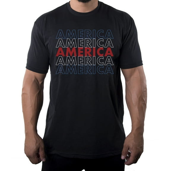 America Red White and Blue Men's T-shirt, 4th of July T-shirts for Men - Black MH200PATRIOT S20 3XL