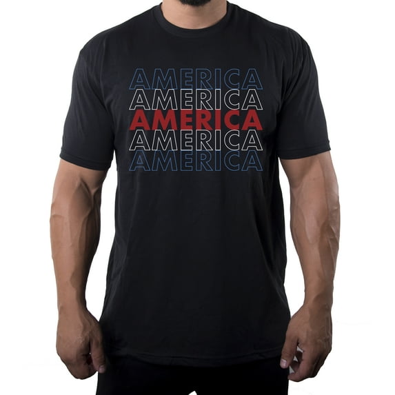 America Red White and Blue Men's T-shirt, 4th of July T-shirts for Men - Black MH200PATRIOT S20 S