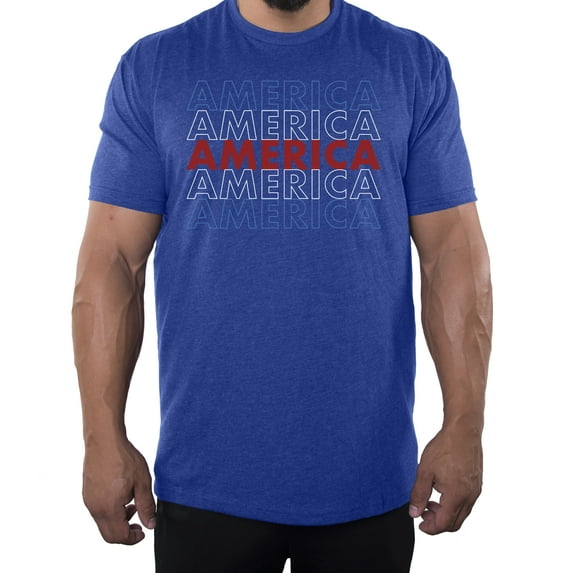 America Red White and Blue Men's T-shirt, 4th of July T-shirts for Men - Royal MH200PATRIOT S20 2XL