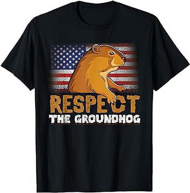 America Respect Groundhog US Flag Rodent Groundhog Day T-Shirt ...
