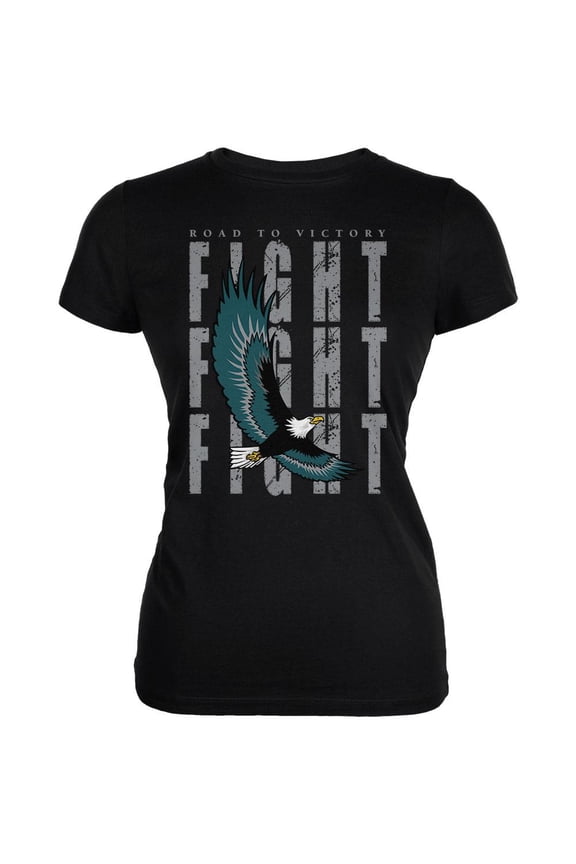 America Road To Victory Eagle Fight Juniors Soft T Shirt Black SM