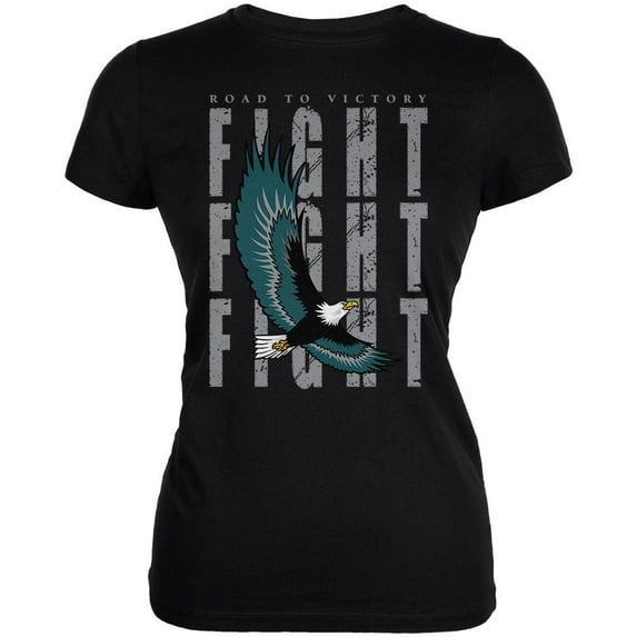 America Road To Victory Eagle Fight Juniors Soft T Shirt Black SM