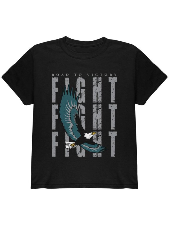 America Road To Victory Eagle Fight Youth T Shirt Black YXL